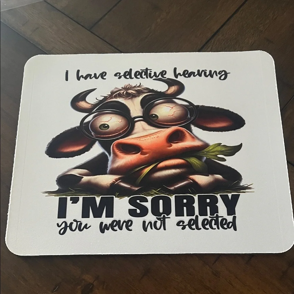 Humorous Cow Print Mousepad 8” by 9 1/2 “